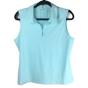Lillie Green Single Button Sleeveless Mint Green Golf Polo Top Size Petite Large
